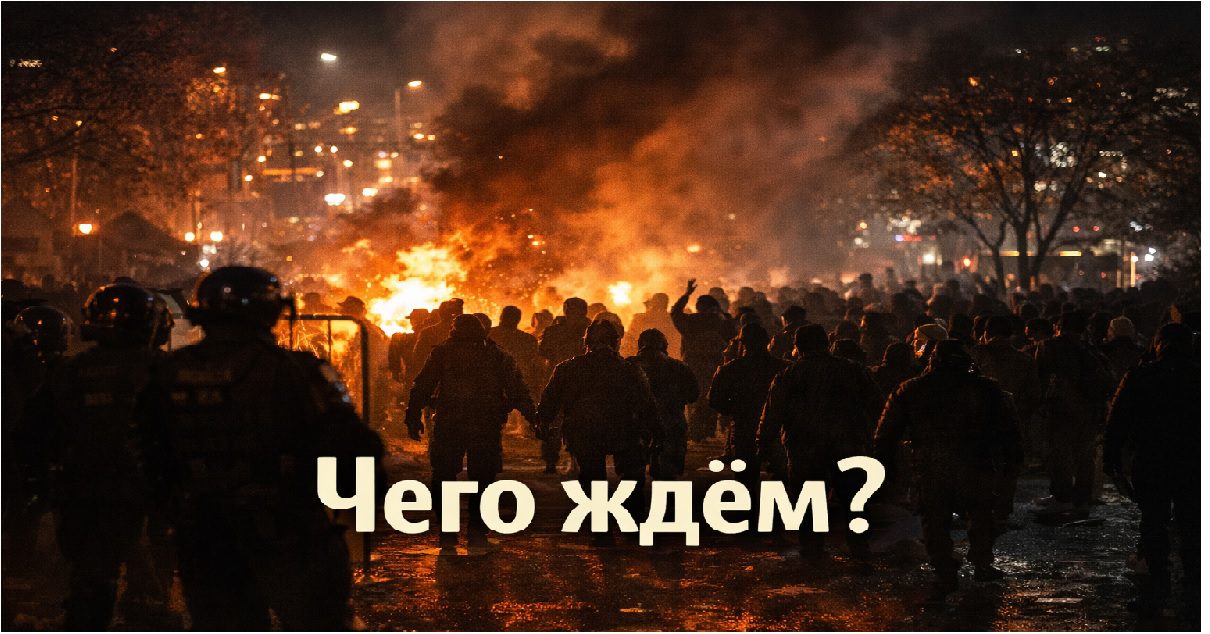 Протесты в Иране ночью: демонстранты и силы безопасности на улицах города