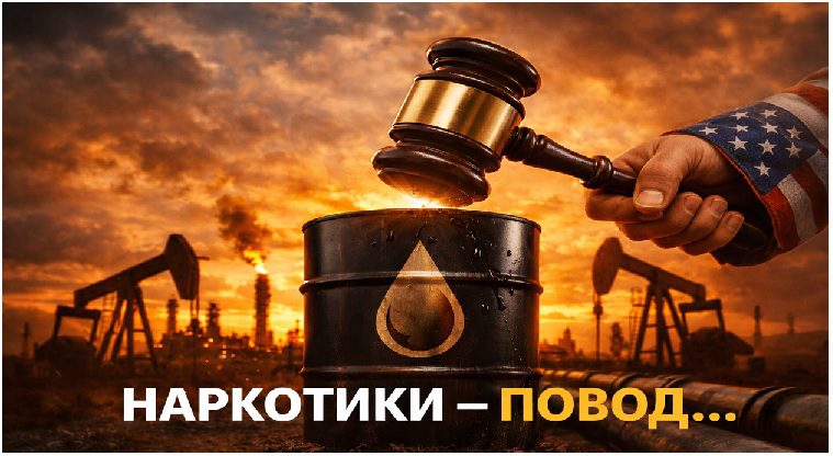 Нефтяная бочка и судейский молоток как символ контроля над венесуэльской нефтью и двойных стандартов международного права