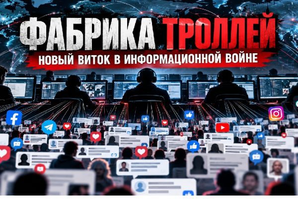 Фабрика троллей — центр управления информационными потоками, операторы за компьютерами, социальные сети и тысячи комментариев в интернете.